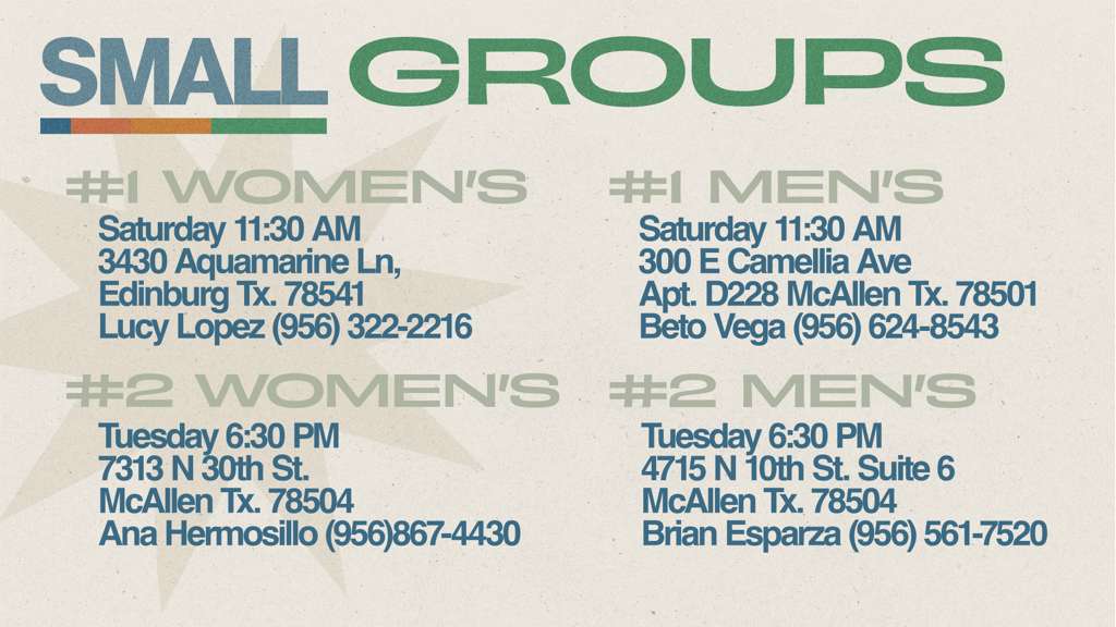 Men and Women Small Groups